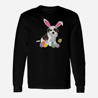 Kyileo Dog Bunny Rabbit Hat Playing Easter Eggs Happy Long Sleeve T-Shirt - Seseable