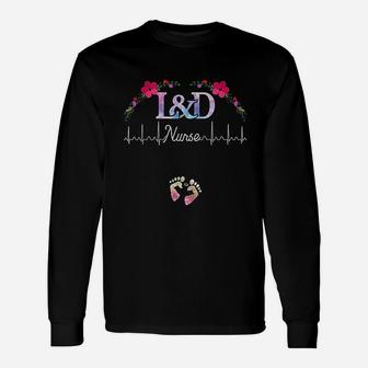 Labor And Delivery Nurse L And D Nurse Heartbeat Long Sleeve T-Shirt - Seseable