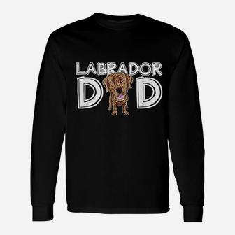Labrador Dad Chocolate Lab Fathers Day Labrador Long Sleeve T-Shirt - Seseable