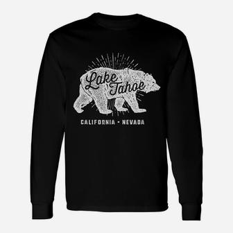 Lake Tahoe Vintage Retro Bear California Nevada Long Sleeve T-Shirt - Seseable