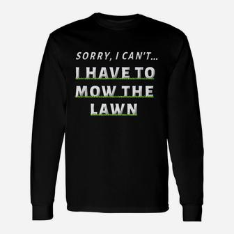 Lawn Mowing Grass Cutting Mower Dad Father Long Sleeve T-Shirt - Seseable