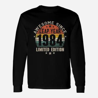 Leap Year Birthday Awesome Since 1984 Vintage Leap Day Long Sleeve T-Shirt - Seseable