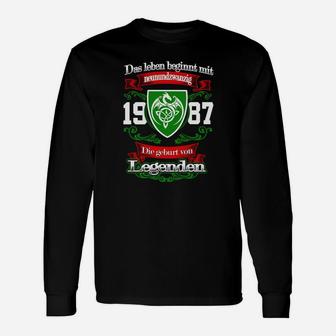 Legendäres 1987 Vintage Langarmshirts, Geburtsjahr mit Kleeblatt Spruch - Seseable