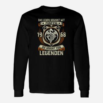 Legenden 1968 Geburtstag Langarmshirts – Leben Beginnt bei 50, Lustiges Langarmshirts - Seseable