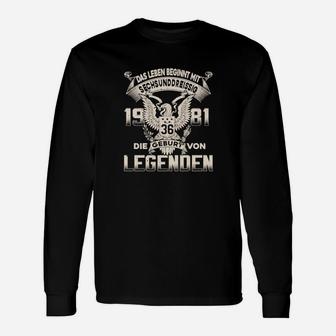 Legenden 1986 Geburtsjahr Schwarzes Langarmshirts – Leben Beginnt mit 36 - Seseable