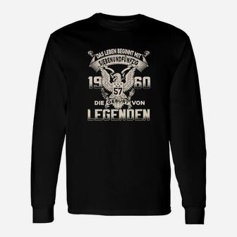 Legenden Geburtsjahr 1957 Schwarzes Herren-Langarmshirts mit Aufdruck - Seseable