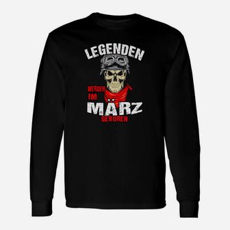 Legenden im März Geboren Herren Langarmshirts, Totenkopf Design - Seseable