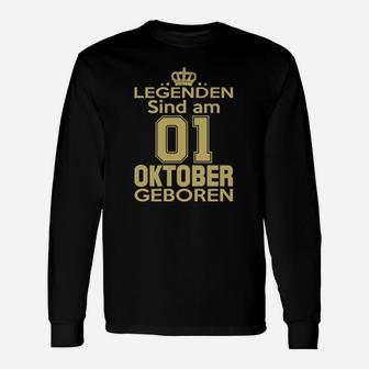 Legenden Sind Am 01 Oktober Geboren Langarmshirts - Seseable