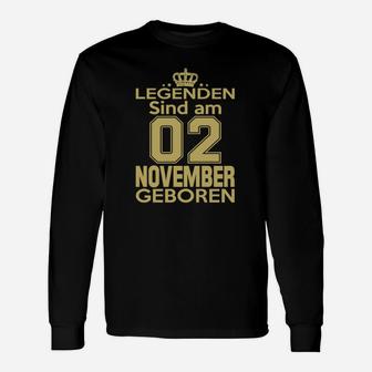 Legenden Sind Am 02 November Geboren Langarmshirts - Seseable