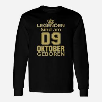 Legenden Sind Am 09 Oktober Geboren Langarmshirts - Seseable