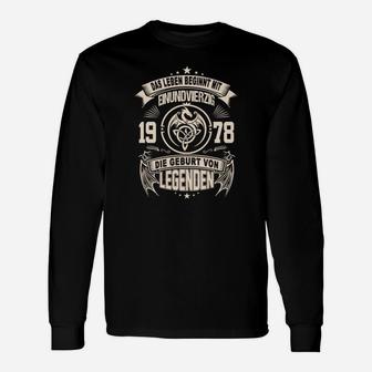 Legendengeburt 1978 Schwarzes Langarmshirts, Vintage Design für Geburtstagsfeier - Seseable