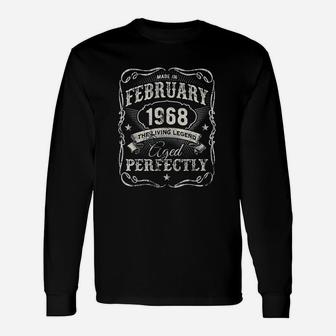 Legends Were Born In February 1968 Vintage 53rd Birthday Long Sleeve T-Shirt - Seseable