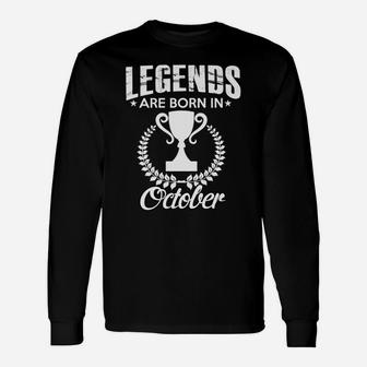 Legends Born October Langarmshirts, Lorbeerkranz & Pokal Design - Seseable