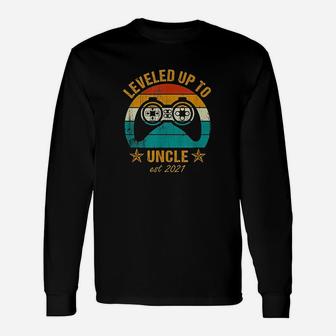 Men Leveled Up To Uncle 2021 Promoted To Uncle Vintage Gamer Long Sleeve T-Shirt - Seseable
