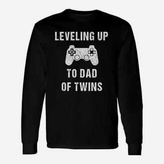 Leveling Up To Dad Of Twins For Expecting Daddy Long Sleeve T-Shirt - Seseable