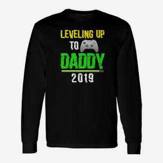 Leveling Up To Daddy 2019 Promoted To Dad Video Game Premium Long Sleeve T-Shirt - Seseable