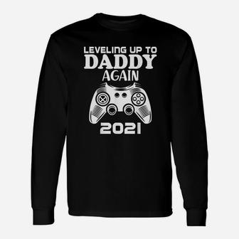 Leveling Up To Daddy Again 2021 Dad Announcement Long Sleeve T-Shirt - Seseable