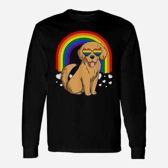 Lgbt Golden Retriever Dog Gay Pride Rainbow Lgbtq Long Sleeve T-Shirt - Seseable
