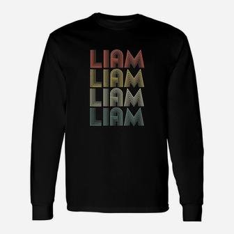 Liam Retro First Name 70s Vintage Long Sleeve T-Shirt - Seseable