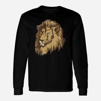 Lion Shirt Lion Face T-shirt Long Sleeve T-Shirt - Seseable