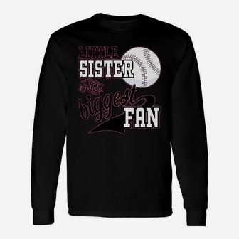 Little Sister And Biggest Fan Baseball Fan Long Sleeve T-Shirt - Seseable