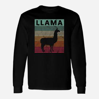Llaama Vintage Lama Retro Alpaca Lama Long Sleeve T-Shirt - Seseable