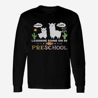 Llama Preschools Teachers Back To School Long Sleeve T-Shirt - Seseable