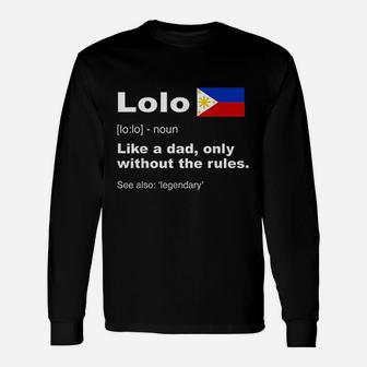 Lolo Filipino Grandpa Definition Fathers Day Long Sleeve T-Shirt - Seseable