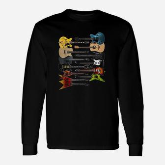 Lots Of Acoustic Bass Electric Guitars Rock Player Long Sleeve T-Shirt - Seseable