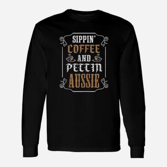 Love Aussies Cute Australian Shepherd For Aussie Dad Long Sleeve T-Shirt - Seseable