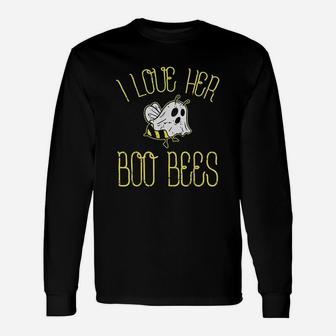 I Love Her Boo Bees Halloween Matching Couple Costume Long Sleeve T-Shirt - Seseable