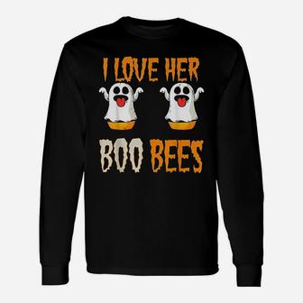 I Love Her Boo Bees Matching Couples Halloween Costume Long Sleeve T-Shirt - Seseable