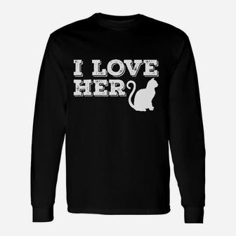I Love Her Cat She Loves My Rooster Couples Valentine Day Long Sleeve T-Shirt - Seseable