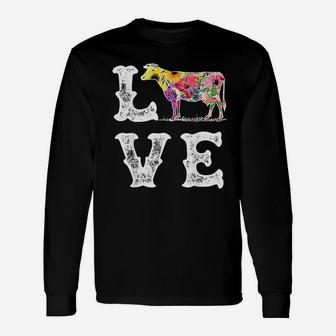 I Love Cows Cow Lover Dairy Farmer Farm Long Sleeve T-Shirt - Seseable