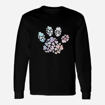 I Love Dogs Paw Print Cute Dogs Long Sleeve T-Shirt - Seseable