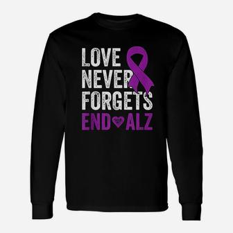 Love Never Forgets Purple Ribbon Awareness End Long Sleeve T-Shirt - Seseable
