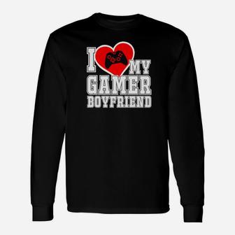 I Love My Gamer Boyfriend Husband Engagement Long Sleeve T-Shirt - Seseable