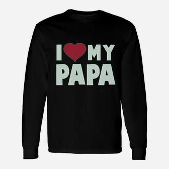 I Love Heart My Papa Childrens Fathers Day Long Sleeve T-Shirt - Seseable