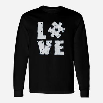 Love Puzzle Autism For Men Autsm Awareness Puzzle Long Sleeve T-Shirt - Seseable