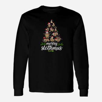 I Love Sloth Christmas Tree Sloth Lover Long Sleeve T-Shirt - Seseable