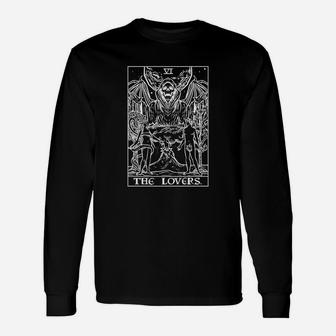 The Lovers Tarot Card Halloween Grim Reaper Gothic Clothing Long Sleeve T-Shirt - Seseable