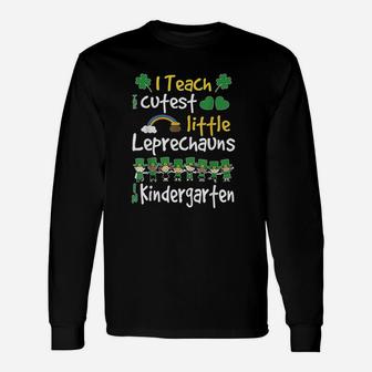 Lucky Leprechauns St Patricks Day Kindergarten Teacher Long Sleeve T-Shirt - Seseable