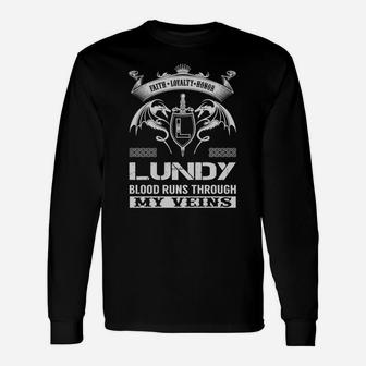 Lundy Blood Runs Through My Veins Name Shirts Long Sleeve T-Shirt - Seseable
