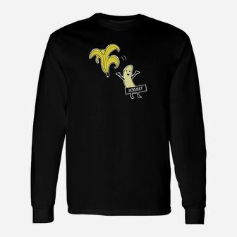 Lustiges Bananen-Cartoon Schwarzes Langarmshirts für Erwachsene, Komisches Design - Seseable