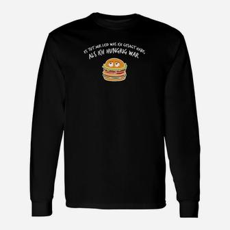 Lustiges Burger Langarmshirts Es war nicht ich, es war mein Bauch, Schwarz - Seseable
