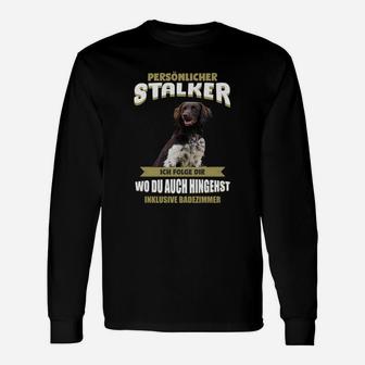 Lustiges Hunde-Stalker Langarmshirts, Herrchen Begleiter Tee - Seseable