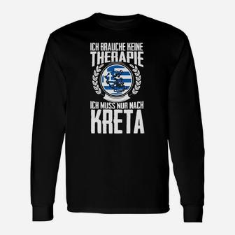 Lustiges Kreta Reise-Langarmshirts: Keine Therapie, nur Kreta nötig - Seseable