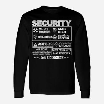 Lustiges Security Langarmshirts Schwarz mit Sprüchen, 100% Bio-Baumwolle - Seseable