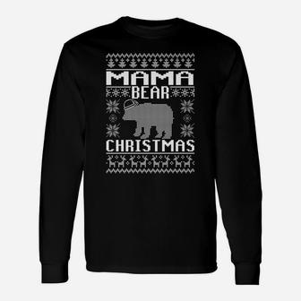Mama Bear Matching Ugly Christmas Sweater Long Sleeve T-Shirt - Seseable
