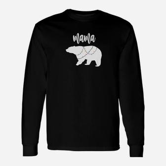 Mama Bear Polar Bear String Of Lights Christmas Pajama Long Sleeve T-Shirt - Seseable